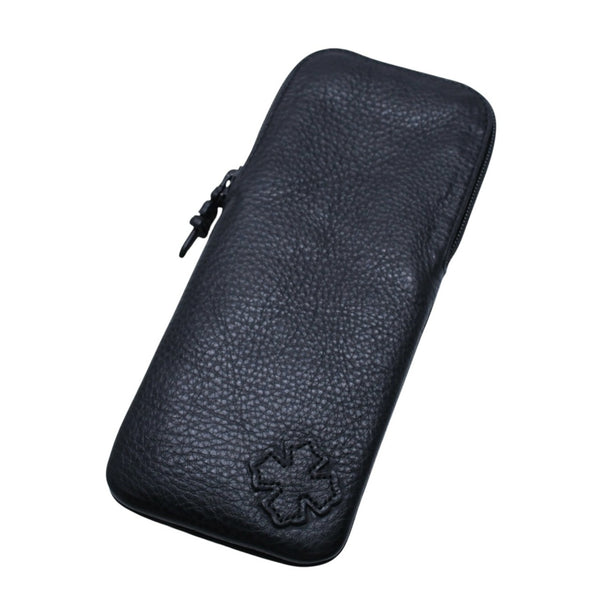 Very Good Condition CHROME HEARTS Eyewear Case Glasses Case Leather Black CH Plus Patch Used 4a001890
