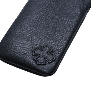 Very Good Condition CHROME HEARTS Eyewear Case Glasses Case Leather Black CH Plus Patch Used 4a001890