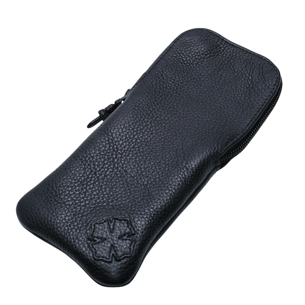 極美品 CHROME HEARTS クロムハーツ アイウェアケース メガネケース レザー ブラック CHプラスパッチ 中古 4a001893