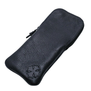 Very Good Condition CHROME HEARTS Eyewear Case Glasses Case Leather Black CH Plus Patch Used 4a001893