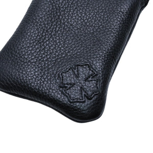 Very Good Condition CHROME HEARTS Eyewear Case Glasses Case Leather Black CH Plus Patch Used 4a001893