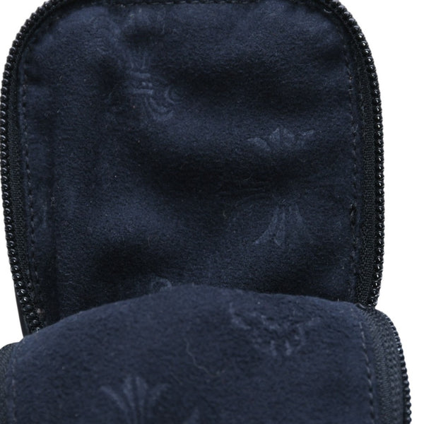 Very Good Condition CHROME HEARTS Eyewear Case Glasses Case Leather Black CH Plus Patch Used 4a001893