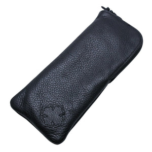 Very Good Condition CHROME HEARTS Eyewear Case Glasses Case Leather Black CH Plus Patch Used 4a001892
