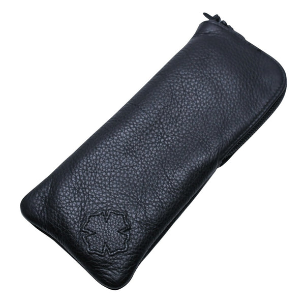 Very Good Condition CHROME HEARTS Eyewear Case Glasses Case Leather Black CH Plus Patch Used 4a001892