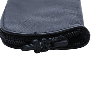 Very Good Condition CHROME HEARTS Eyewear Case Glasses Case Leather Black CH Plus Patch Used 4a001892