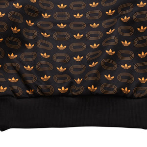 極美品 adidas アディダス モノグラム柄中綿トラックジャケット ブラウン イエロー アウター 総柄 レトロ キルティング 中綿入り ジップアップ 中古 4a002140