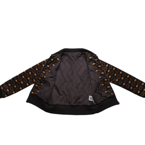 極美品 adidas アディダス モノグラム柄中綿トラックジャケット ブラウン イエロー アウター 総柄 レトロ キルティング 中綿入り ジップアップ 中古 4a002140