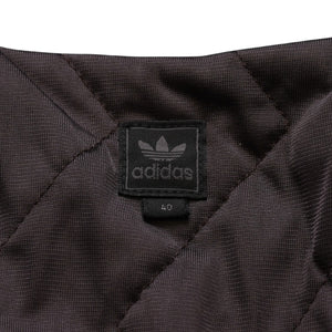 極美品 adidas アディダス モノグラム柄中綿トラックジャケット ブラウン イエロー アウター 総柄 レトロ キルティング 中綿入り ジップアップ 中古 4a002140