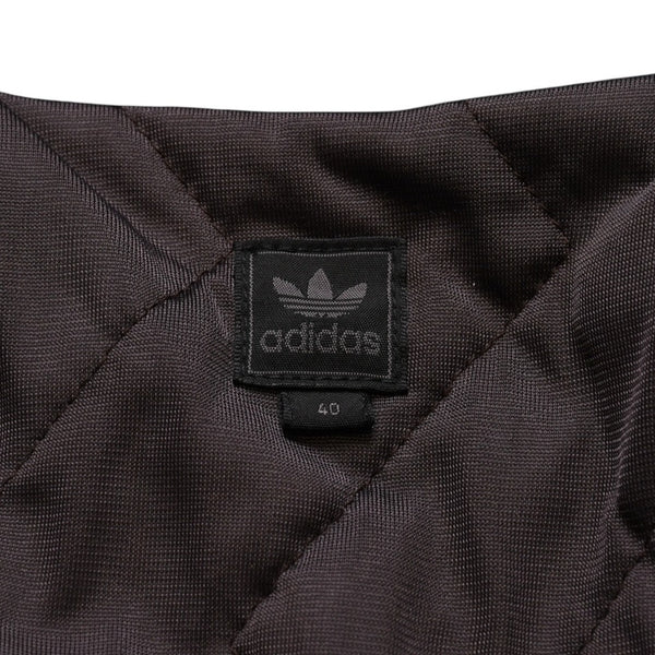 極美品 adidas アディダス モノグラム柄中綿トラックジャケット ブラウン イエロー アウター 総柄 レトロ キルティング 中綿入り ジップアップ 中古 4a002140