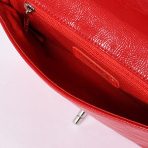 Very good condition CHANEL No. 11 Chain Shoulder Bag Red Silver hardware Silver Used 4a001912