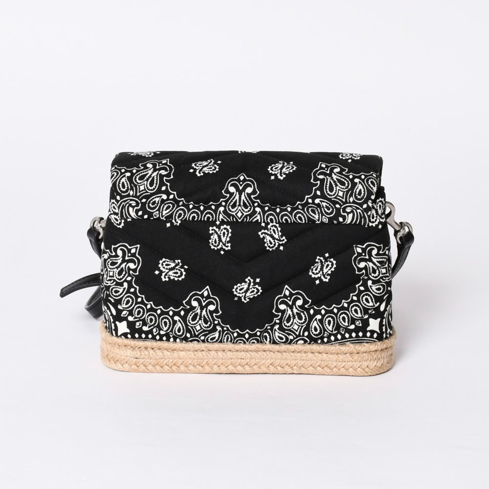 Very Good Condition SAINT LAURENT Toy Loulou Shoulder Bag Paisley Pattern Chevron Quilting YSL Logo Canvas Used 4a001934