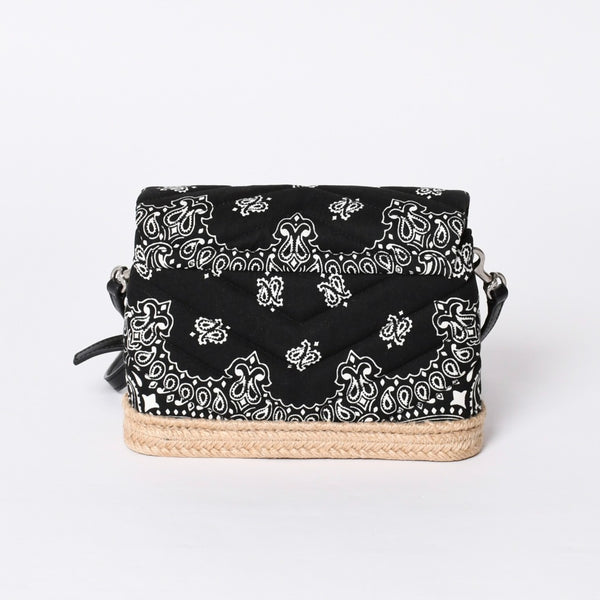 Very Good Condition SAINT LAURENT Toy Loulou Shoulder Bag Paisley Pattern Chevron Quilting YSL Logo Canvas Used 4a001934