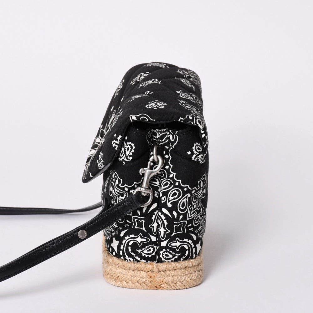 Very Good Condition SAINT LAURENT Toy Loulou Shoulder Bag Paisley Pattern Chevron Quilting YSL Logo Canvas Used 4a001934