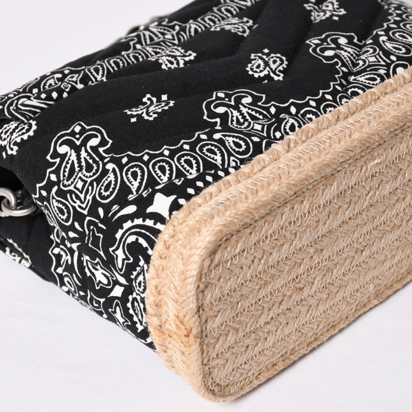 Very Good Condition SAINT LAURENT Toy Loulou Shoulder Bag Paisley Pattern Chevron Quilting YSL Logo Canvas Used 4a001934