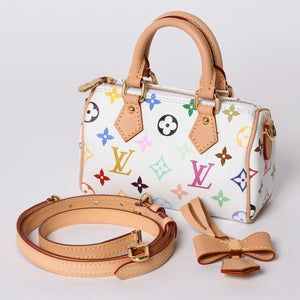 Like new LOUIS VUITTON Nano Speedy Handbag M13391 Monogram Multicolor White Takashi Murakami Used 4a001528