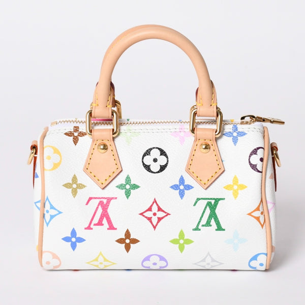 Like new LOUIS VUITTON Nano Speedy Handbag M13391 Monogram Multicolor White Takashi Murakami Used 4a001528