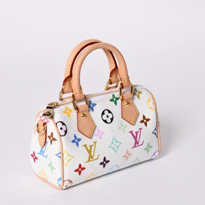 Like new LOUIS VUITTON Nano Speedy Handbag M13391 Monogram Multicolor White Takashi Murakami Used 4a001528