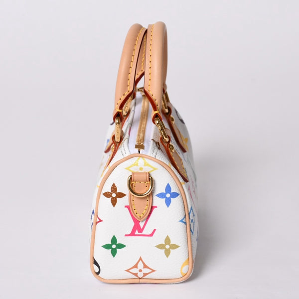 Like new LOUIS VUITTON Nano Speedy Handbag M13391 Monogram Multicolor White Takashi Murakami Used 4a001528