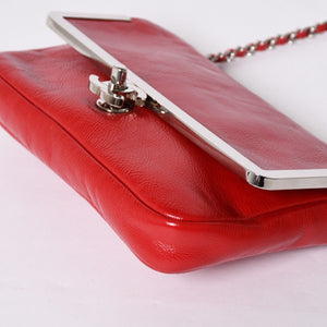 Very good condition CHANEL No. 11 Chain Shoulder Bag Red Silver hardware Silver Used 4a001912