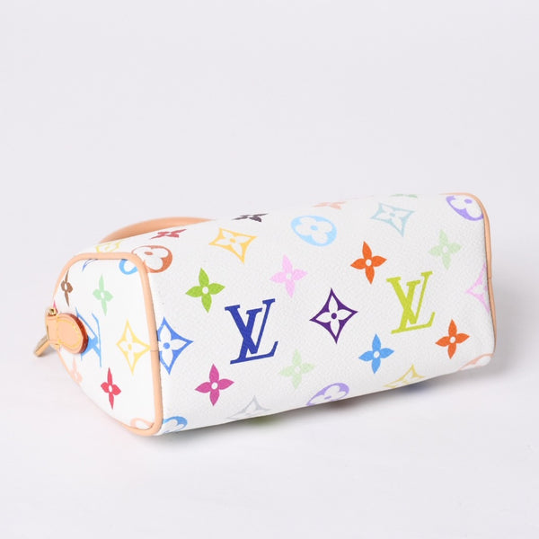 Like new LOUIS VUITTON Nano Speedy Handbag M13391 Monogram Multicolor White Takashi Murakami Used 4a001528