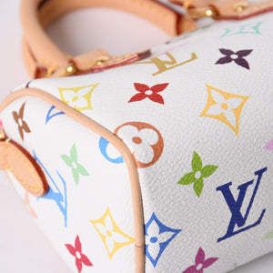 Like new LOUIS VUITTON Nano Speedy Handbag M13391 Monogram Multicolor White Takashi Murakami Used 4a001528