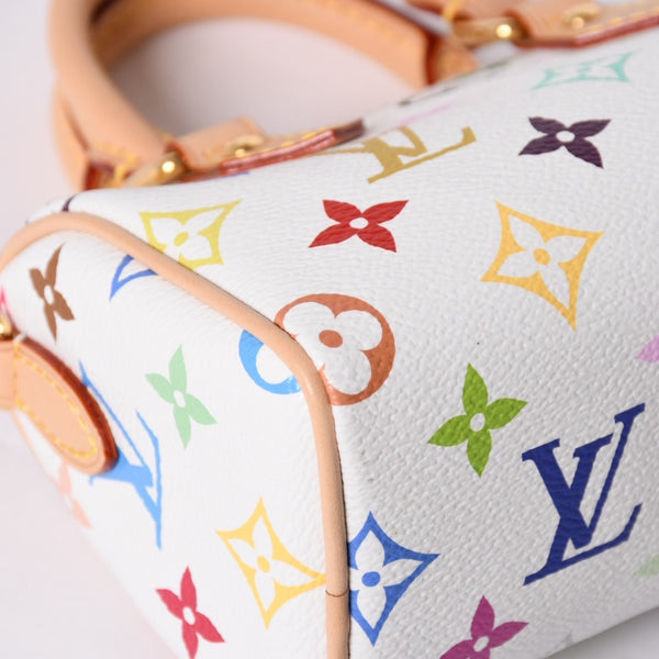 Like new LOUIS VUITTON Nano Speedy Handbag M13391 Monogram Multicolor White Takashi Murakami Used 4a001528