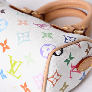 Like new LOUIS VUITTON Nano Speedy Handbag M13391 Monogram Multicolor White Takashi Murakami Used 4a001528
