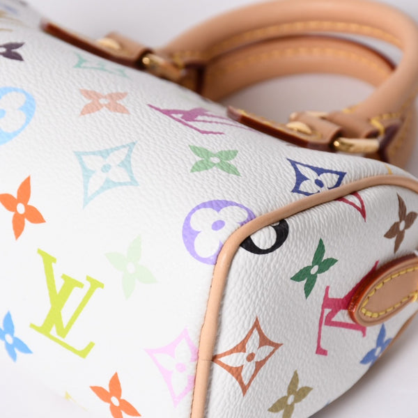 Like new LOUIS VUITTON Nano Speedy Handbag M13391 Monogram Multicolor White Takashi Murakami Used 4a001528