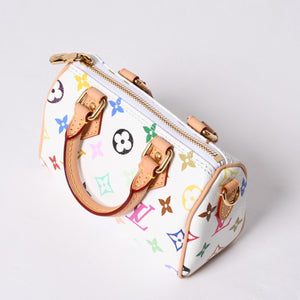 Like new LOUIS VUITTON Nano Speedy Handbag M13391 Monogram Multicolor White Takashi Murakami Used 4a001528
