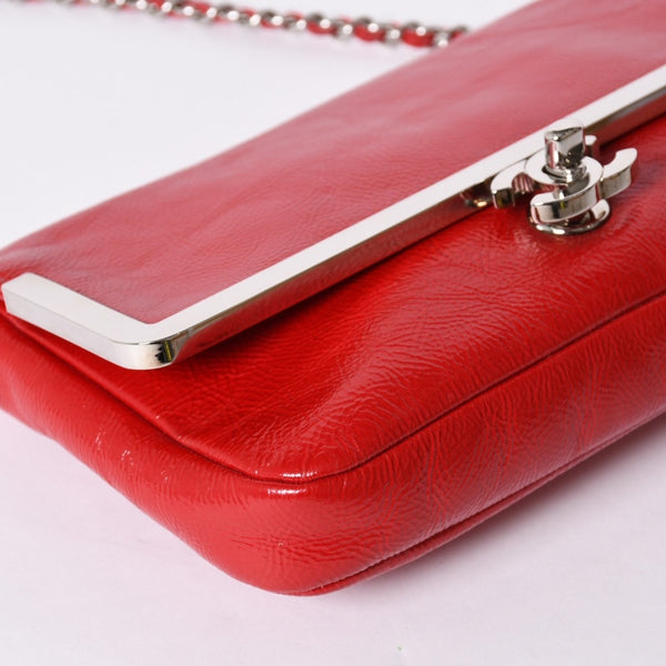 Very good condition CHANEL No. 11 Chain Shoulder Bag Red Silver hardware Silver Used 4a001912