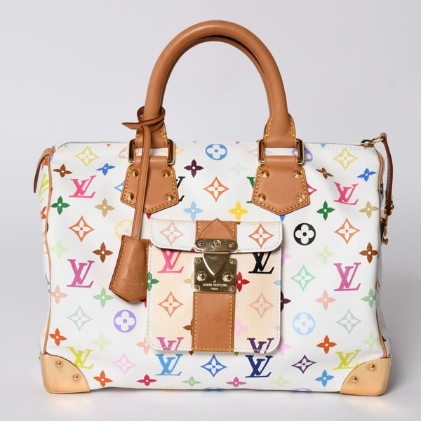 LOUIS VUITTON Speedy 30 Handbag M92643 Monogram Multicolor Takashi Murakami White Good Condition Used 4a001164
