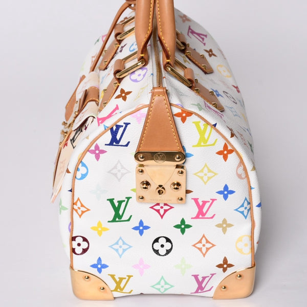 LOUIS VUITTON Speedy 30 Handbag M92643 Monogram Multicolor Takashi Murakami White Good Condition Used 4a001164