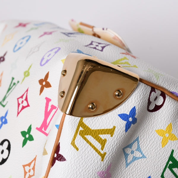 LOUIS VUITTON Speedy 30 Handbag M92643 Monogram Multicolor Takashi Murakami White Good Condition Used 4a001164