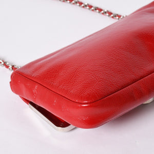 Very good condition CHANEL No. 11 Chain Shoulder Bag Red Silver hardware Silver Used 4a001912