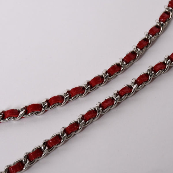 Very good condition CHANEL No. 11 Chain Shoulder Bag Red Silver hardware Silver Used 4a001912