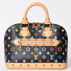 極美品 LOUIS VUITTON ルイヴィトン アルマPM ハンドバッグ M40444 モノグラム マルチカラー ブラック 村上隆 中古 4a002330