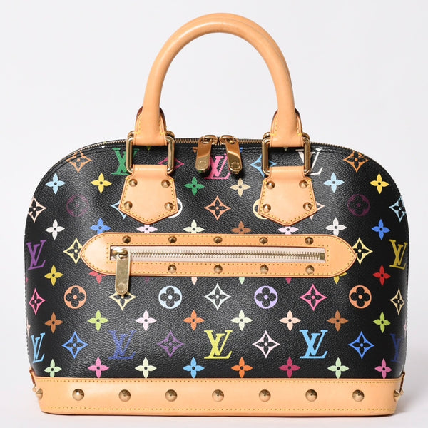 極美品 LOUIS VUITTON ルイヴィトン アルマPM ハンドバッグ M40444 モノグラム マルチカラー ブラック 村上隆 中古 4a002330