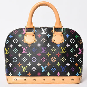 極美品 LOUIS VUITTON ルイヴィトン アルマPM ハンドバッグ M40444 モノグラム マルチカラー ブラック 村上隆 中古 4a002330