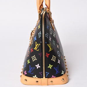 極美品 LOUIS VUITTON ルイヴィトン アルマPM ハンドバッグ M40444 モノグラム マルチカラー ブラック 村上隆 中古 4a002330