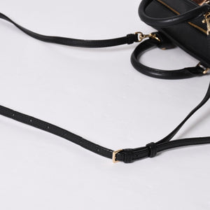 極美品 LOEWE ロエベ Amazona 23 アマソナ 23 2WAYバッグ 352.99.H71 レオパード ハラコ レザー ブラック ゴールド金具 中古 4a001652