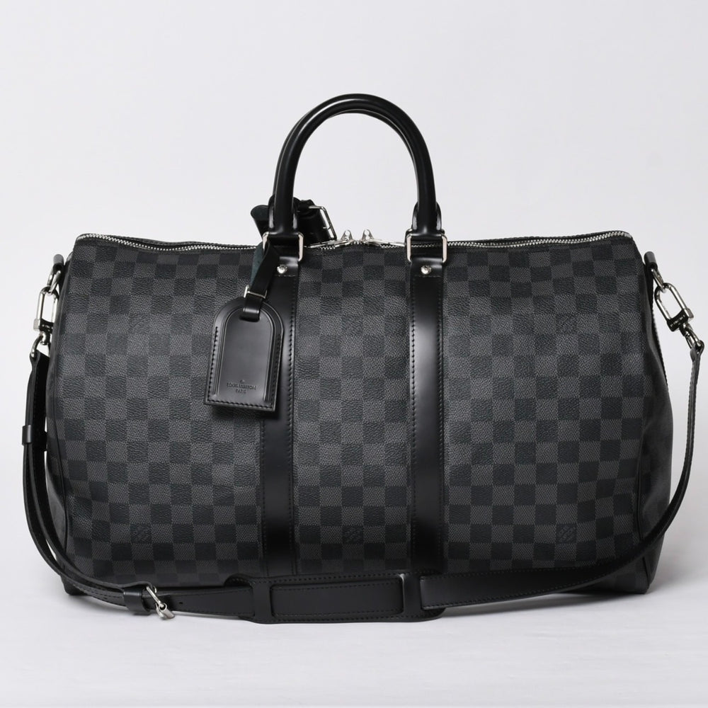 極美品 LOUIS VUITTON ルイヴィトン ボストン キーポルバンドリエール45 ダミエグラフィット N41418 ブラック シルバー金具 4a001917
