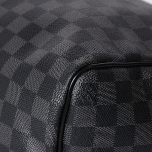 Very Good Condition LOUIS VUITTON Boston Keepall Bandouliere 45 Damier Graphite N41418 Black Silver Hardware 4a001917