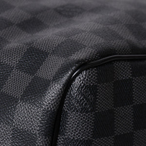 Very Good Condition LOUIS VUITTON Boston Keepall Bandouliere 45 Damier Graphite N41418 Black Silver Hardware 4a001917