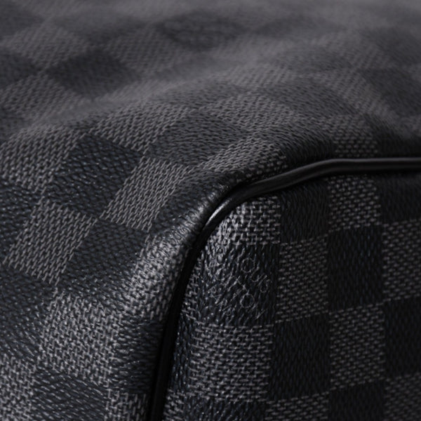 Very Good Condition LOUIS VUITTON Boston Keepall Bandouliere 45 Damier Graphite N41418 Black Silver Hardware 4a001917