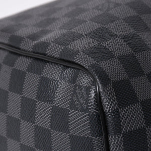 Very Good Condition LOUIS VUITTON Boston Keepall Bandouliere 45 Damier Graphite N41418 Black Silver Hardware 4a001917
