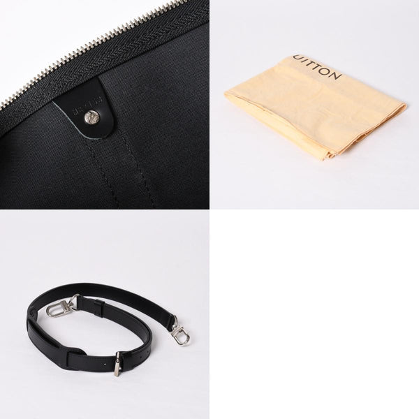 Very Good Condition LOUIS VUITTON Boston Keepall Bandouliere 45 Damier Graphite N41418 Black Silver Hardware 4a001917