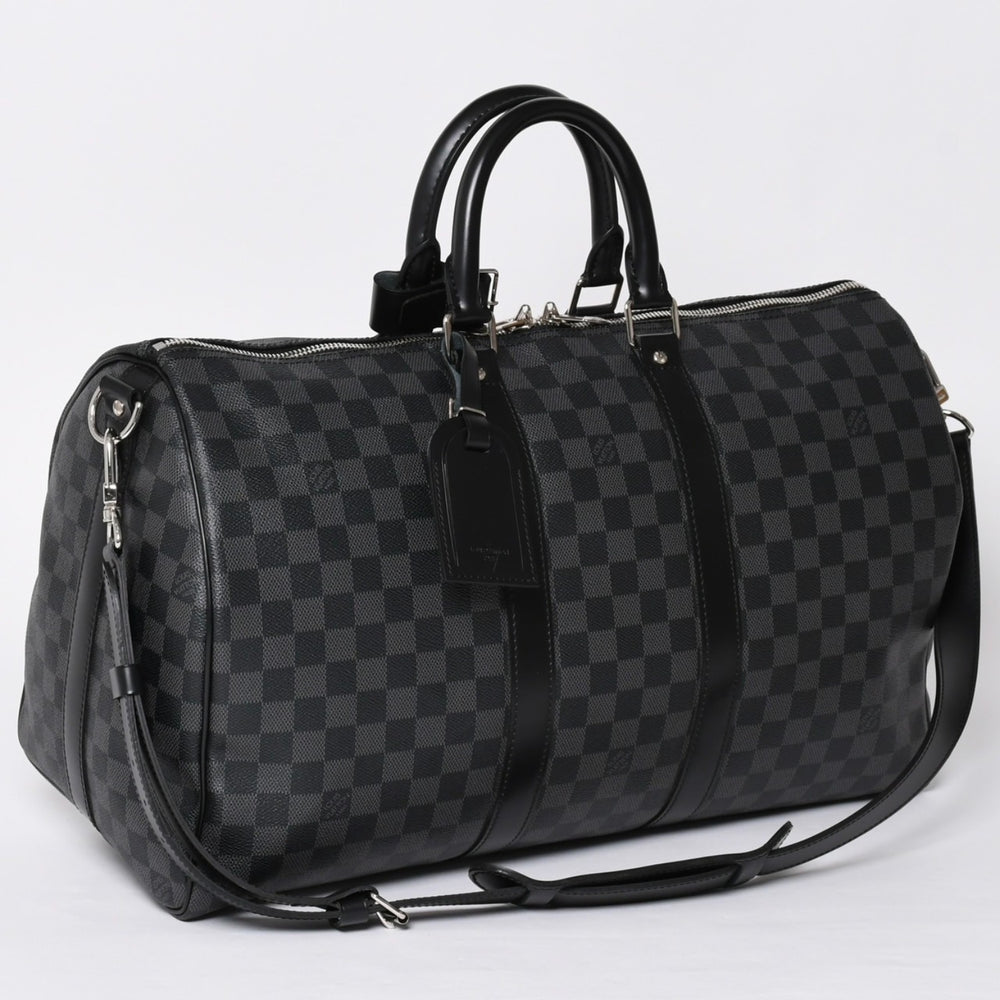 極美品 LOUIS VUITTON ルイヴィトン ボストン キーポルバンドリエール45 ダミエグラフィット N41418 ブラック シルバー金具 4a001917