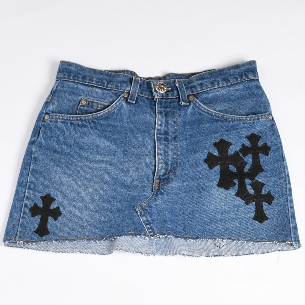 新品未使用 CHROME HEARTS クロムハーツ × Levi's リーバイス セメタリークロスパッチ デニムミニスカート サイズ25 11パッチ 中古 4a002040