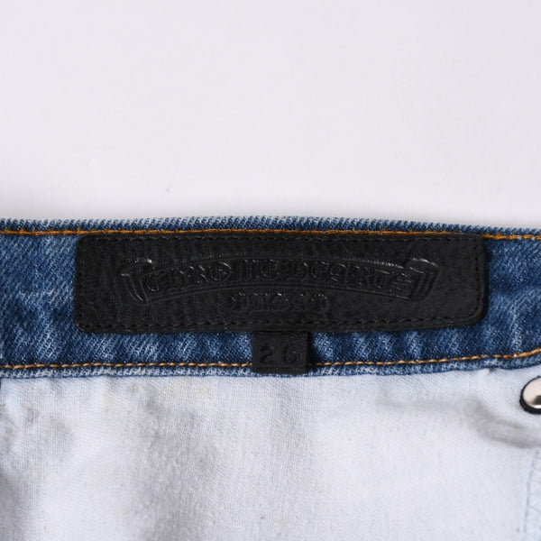 New and unused CHROME HEARTS × Levi's Cemetery Cross Patch Denim Mini Skirt Size 25 11 Patch Used 4a002040