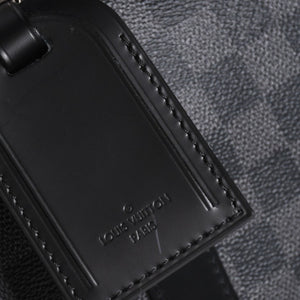 Very Good Condition LOUIS VUITTON Boston Keepall Bandouliere 45 Damier Graphite N41418 Black Silver Hardware 4a001917
